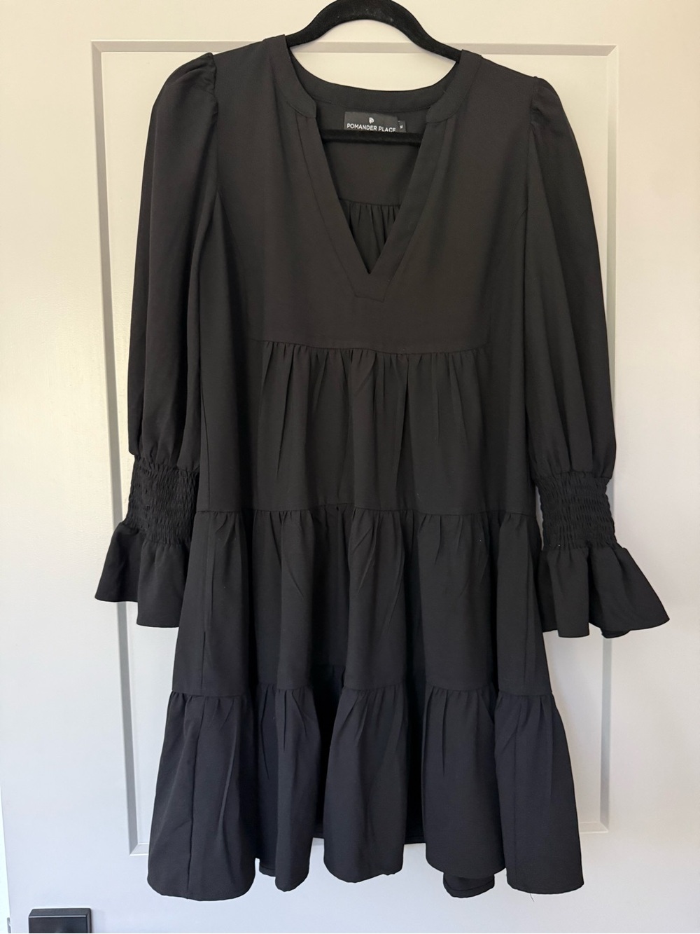 Pomander Place Black Crepe Kenzo Dress Size Medium - Picture 2 of 12